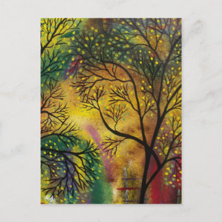 Cartão Postal ARTE FOLCLÓRICA Luz Atrás das Árvores POR LORI car