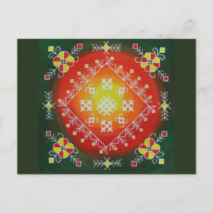 Cartão Postal Arte folclórica tradicional letã com pintura de sí