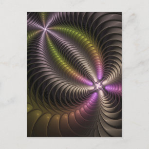 Cartão Postal Arte Fractal 3D Colorida abstrato brilhante