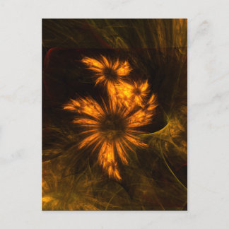 Cartão Postal Arte Fractal Abstrata Dourada Jardim Mystique