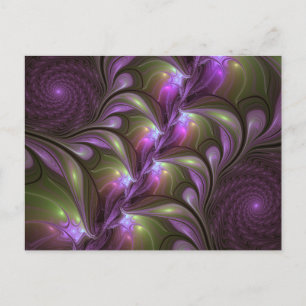 Cartão Postal Arte Fractal de Khaki, Abstrato violeta e colorida