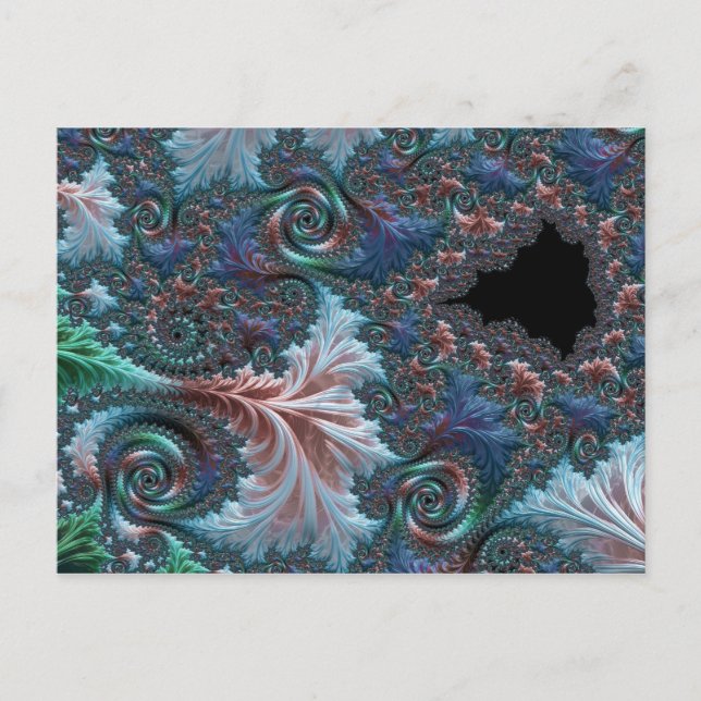 Cartão Postal Arte Fractal de Mandelbrot Boho Hippie Colorido Gr (Frente)