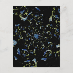 Cartão Postal Arte fractal de Sage azul e preto