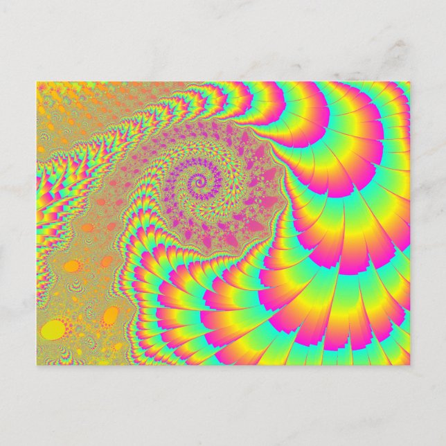 Cartão Postal Arte Fractal Espiral Infinita Psicodélica Brilhant (Frente)