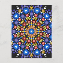 Cartão Postal Arte Fractal Floral Dotada Retro Mandala