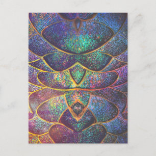 Cartão Postal Arte Fractal Legal do Dragão Abstrato Whimsical