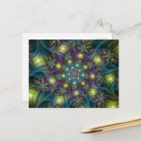 Arte fractal roxa azulada abstrata iluminada brilh