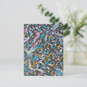 Cartão Postal Arte Funky Splatter em Preto