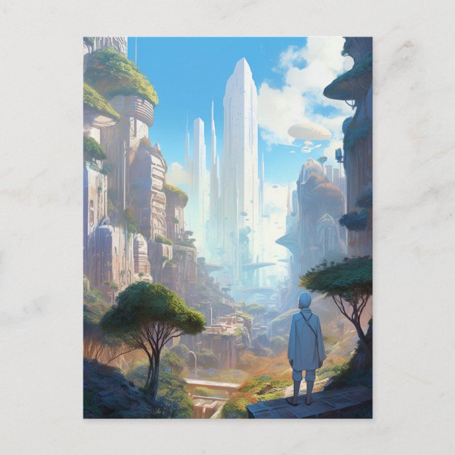 Cartão Postal Arte Futurística de Ficção Cientifica (Frente)