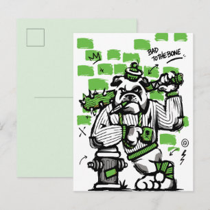 Cartão Postal Arte Gangster de Bulldog Mau até os Ossos