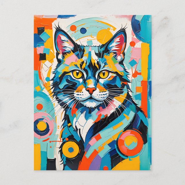 Cartão Postal Arte Geométrica abstrato Feline (Frente)