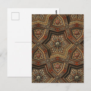 Cartão Postal Arte Geométrica da Renascença em Ouro Ornamentado 
