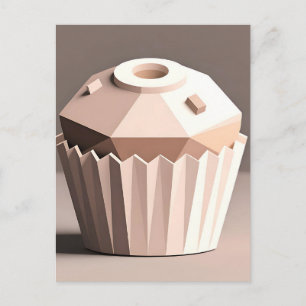 Cartão Postal Arte Geométrica de Cupcake Facetado
