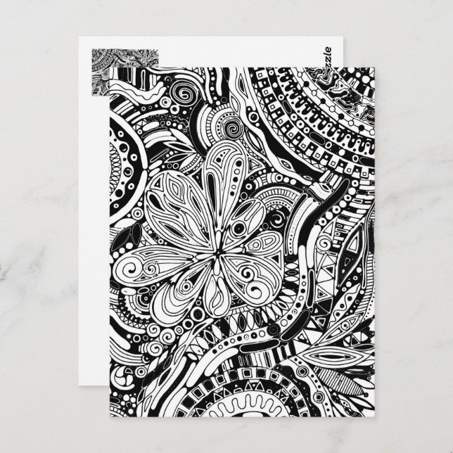 Cartão Postal Arte Geométrica Preta E Branca 15 (Frente/Verso)