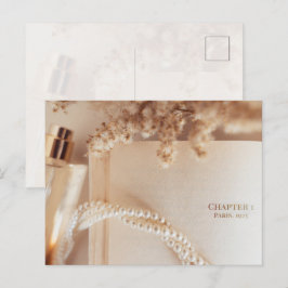 Cartão Postal Arte Glamouroso de Flat Lay Literário Vintage