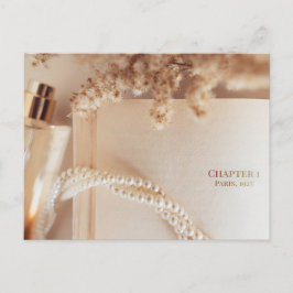 Cartão Postal Arte Glamouroso de Flat Lay Literário Vintage