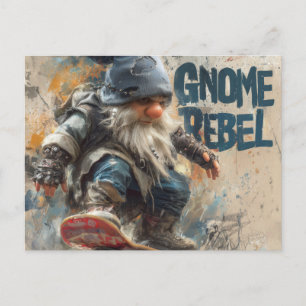 Cartão Postal Arte gráfica de skateboarding do Gnome Rebel