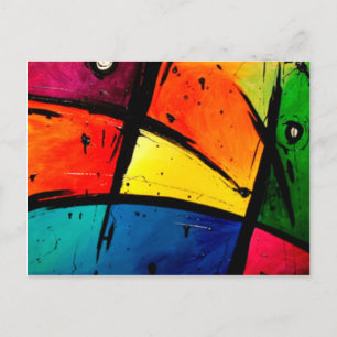 Cartão Postal Arte Groovy Abstrato Primário
