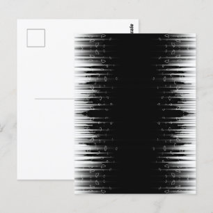 Cartão Postal Arte Hipnótico Preto e Branco com Listras de Linha