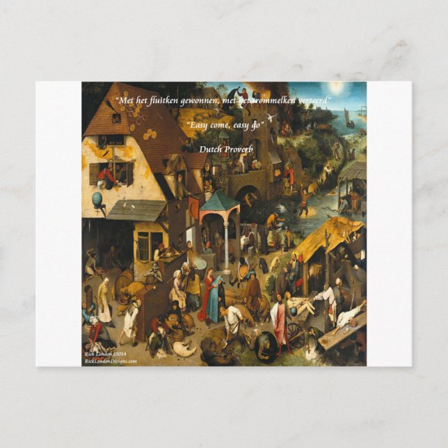Cartão Postal Arte Holandesa do século XVI e famoso provérbio (Frente)