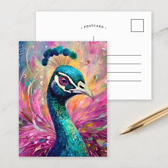 Cartão Postal Arte Impressionista Moderna Impressionista Peacock (Criador carregado)
