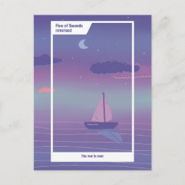 Cartão Postal Arte Inspirado em Tarot de Cinco de Espadas invert