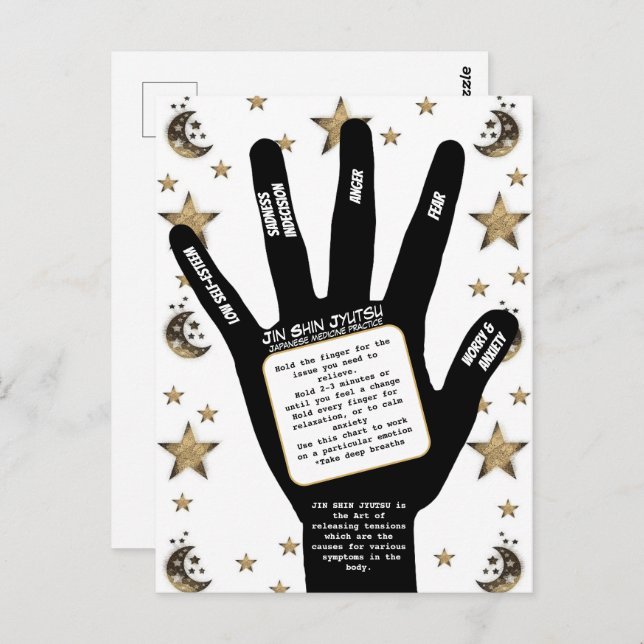 Cartão Postal Arte Japonesa Harmonizando a Mão Energia da Vida (Frente/Verso)