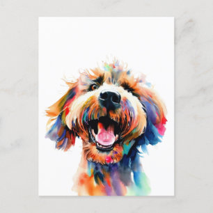 Cartão Postal Arte Labradoodle Colorful