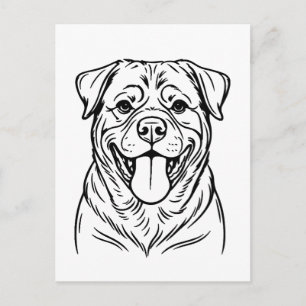 Cartão Postal Arte linear de cão Rottweiler � arte minimalista l
