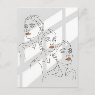 Cartão Postal Arte Linear Trio Feminino