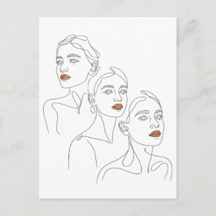 Cartão Postal Arte Linear Trio Feminino