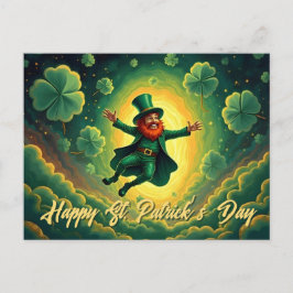 Cartão Postal Arte Mágica do Dia de São Patrício do Leprechaun