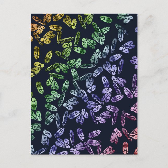 Cartão Postal Arte Mágico Místico de Cristais Arco-íris Bruxa Wi (Frente)