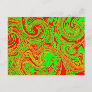 Cartão Postal Arte Mármore Vermelha E Verde
