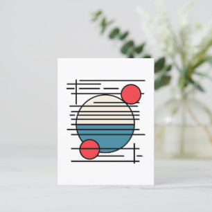 Cartão Postal Arte mínima das linhas e três círculos