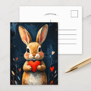 Cartão Postal Arte Moderna de Coelho de Dia dos Namorados Fofa