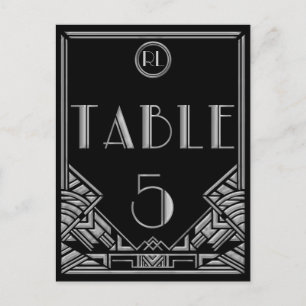 Cartão Postal Arte Negra Deco Gatsby Estilo Tabela Número 5
