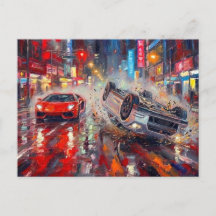 Arte Neon da Cidade de Acidente Dramático de Carro