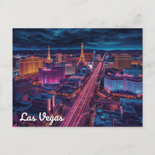 Cartão Postal Arte Noturna da Faixa de Las Vegas