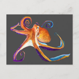 Cartão Postal Arte octopus sealife