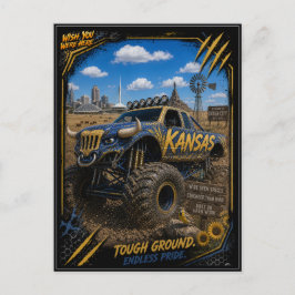 Cartão Postal Arte Off Road de Caminhão Monstro do Kansas
