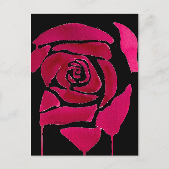Cartão Postal Arte original abstrato rosa de aquarela gótica (Frente)