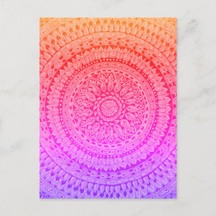 Cartão Postal Arte Original de Mandala Multicolor