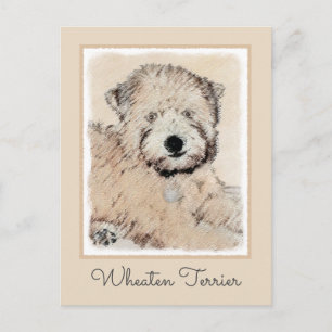 Cartão Postal Arte original de pintura terrier com revestimento