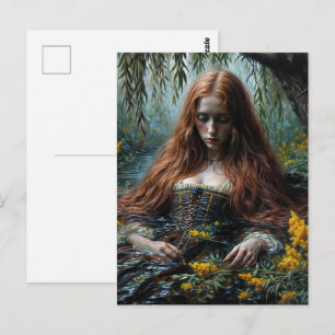 Cartão Postal Arte Original Meio Submersa de Ophelia