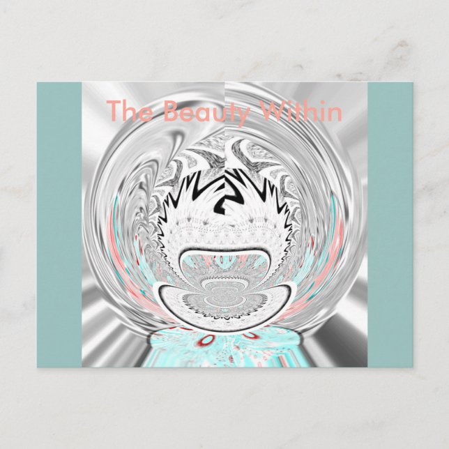 Cartão Postal Arte Padrão da Flora Abstrato da Cinza Urbana Mode (Frente)