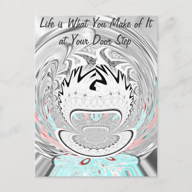 Cartão Postal Arte Padrão da Flora Abstrato da Cinza Urbana Mode (Frente)