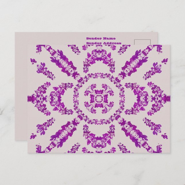 Cartão Postal Arte-Padrão de Design de Flor Orquídea abstrato Ro (Frente/Verso)