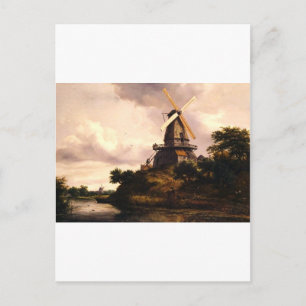 Cartão Postal Arte Paisagem com um Moinho de Vento