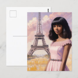 Cartão Postal Arte Parisiense Rosa Negra Francesa